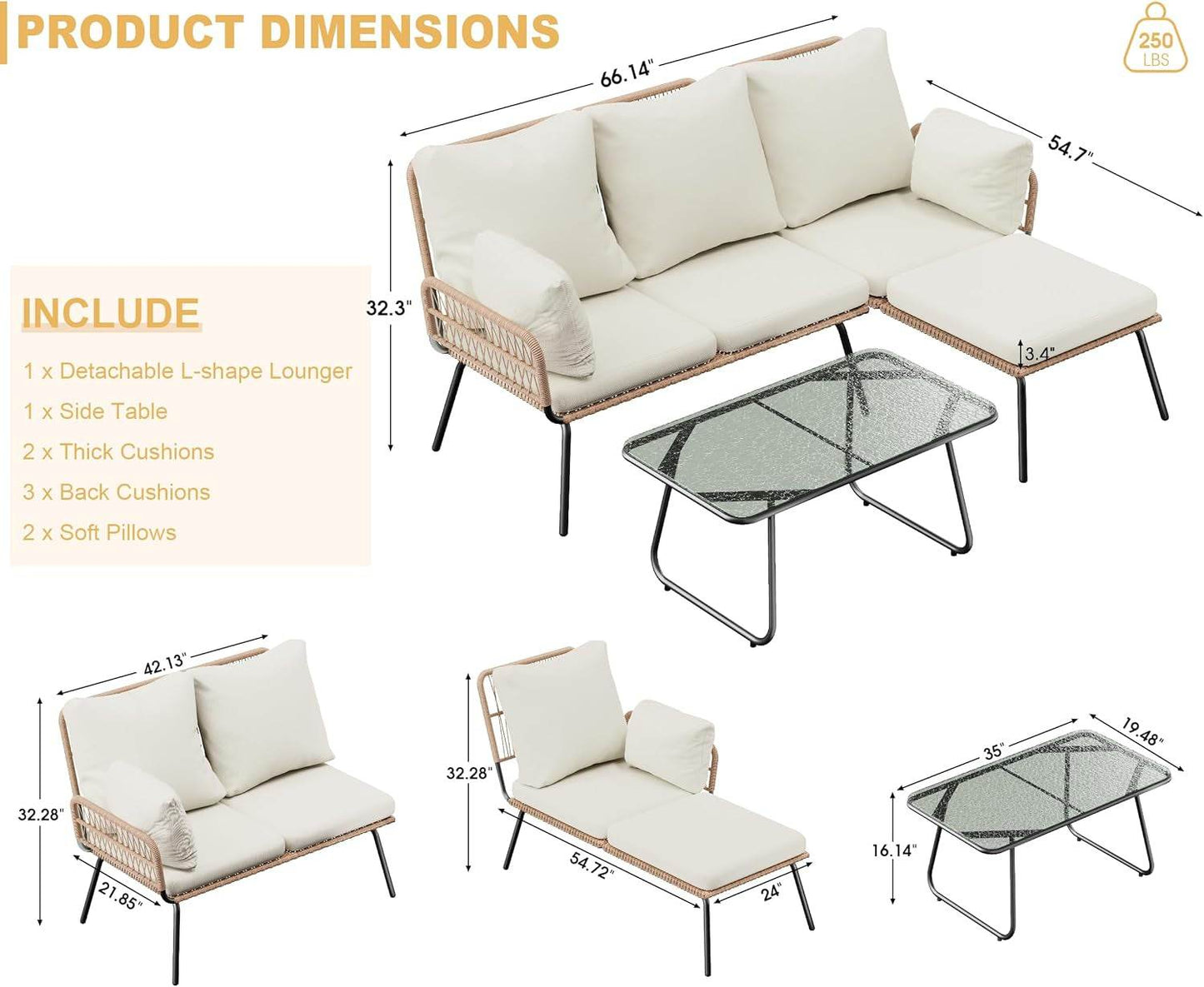 L-Shaped Outdoor Loveseat Sectional - Loft&Timber