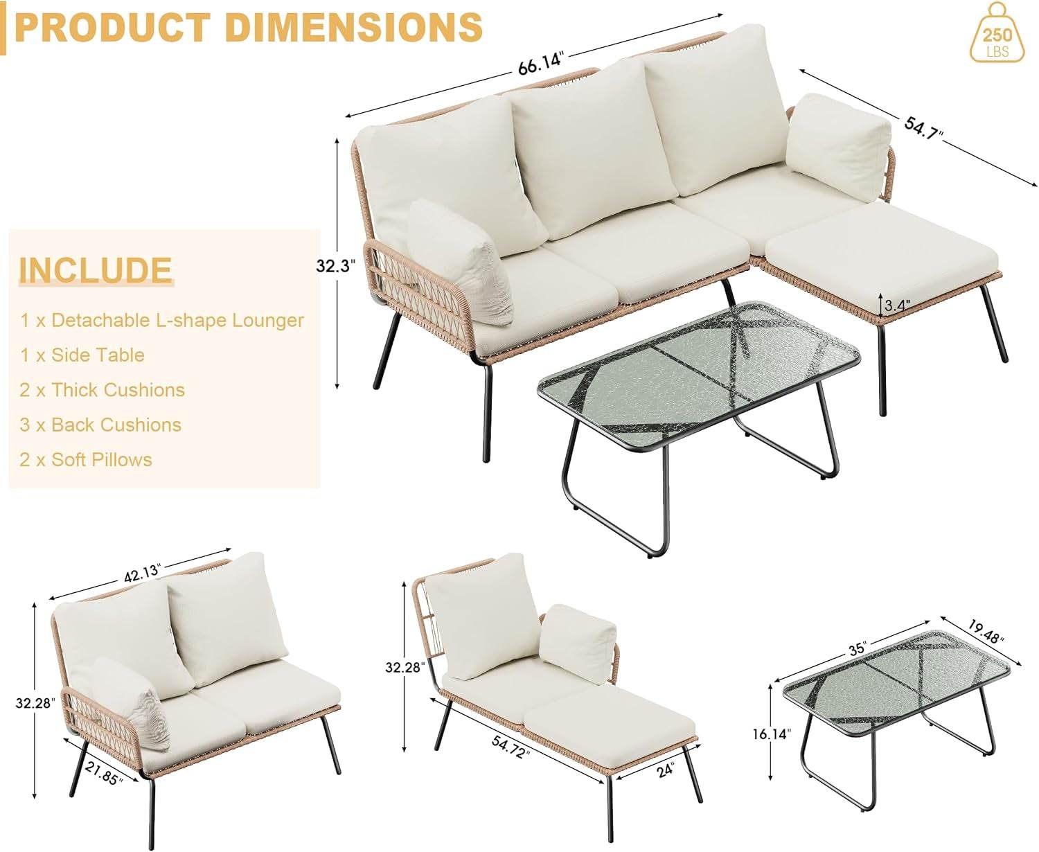 L-Shaped Outdoor Loveseat Sectional - Loft&Timber