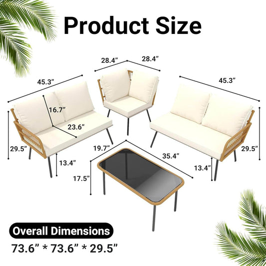 Wicker Patio Furniture Set with Cushions for Outdoor - Loft&Timber