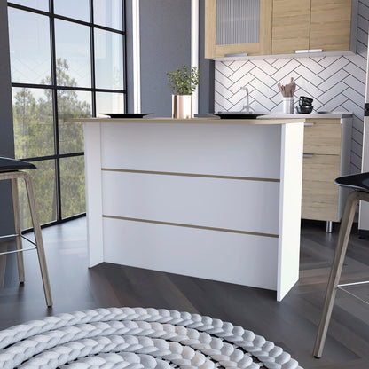 White and Natural 47" Kitchen Island With Storage - Loft&Timber