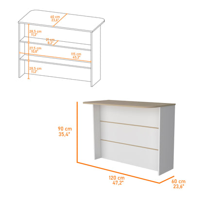 White and Natural 47" Kitchen Island With Storage - Loft&Timber