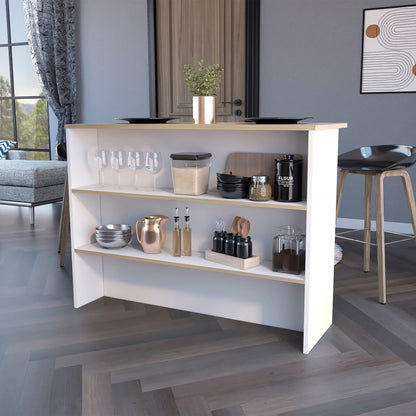 White and Natural 47" Kitchen Island With Storage - Loft&Timber