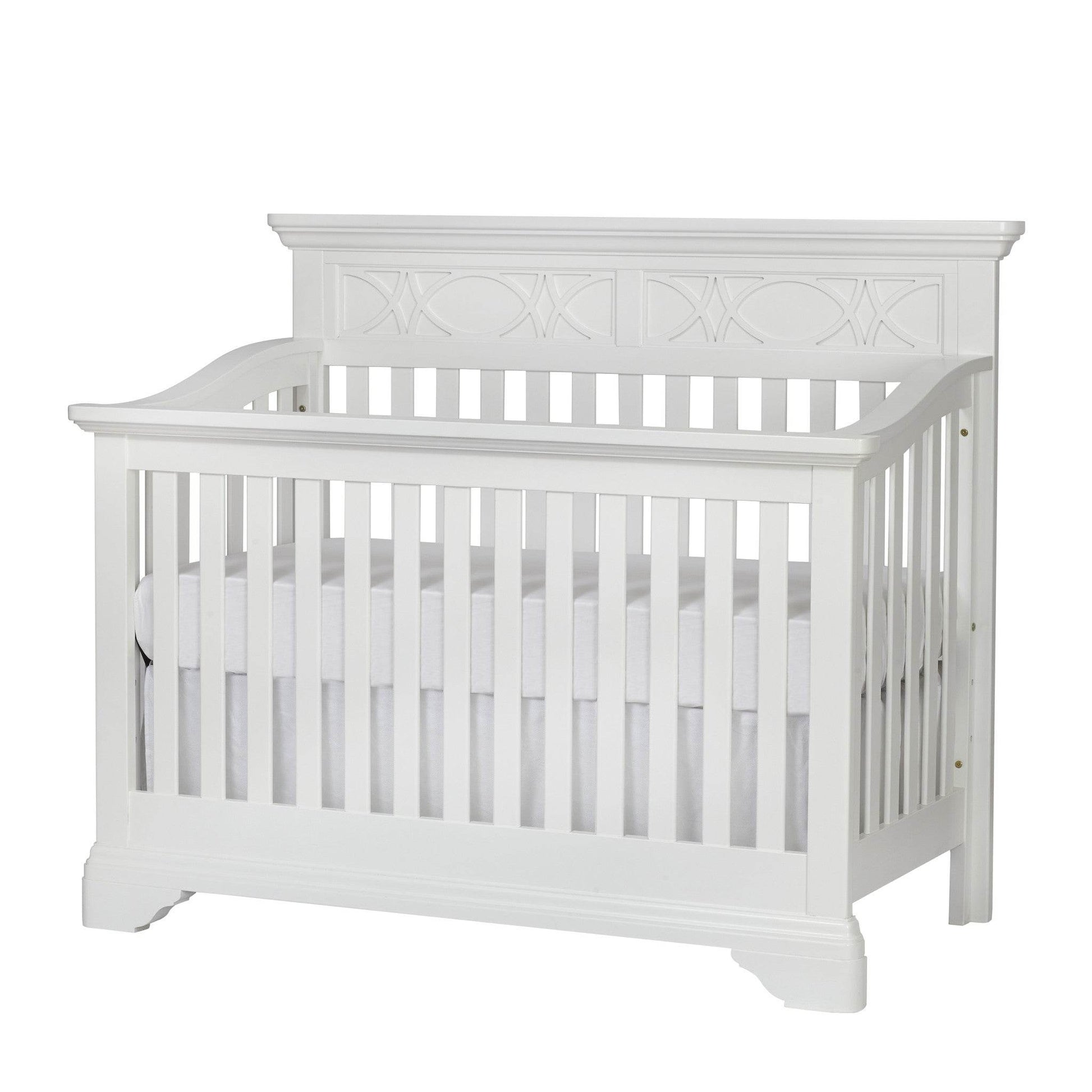 White Solid and Manufactured Wood Standard Four In One Convertible Crib - Loft&Timber
