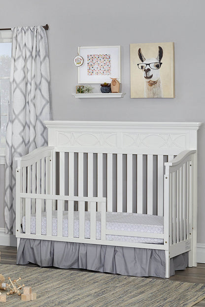 White Solid and Manufactured Wood Standard Four In One Convertible Crib - Loft&Timber