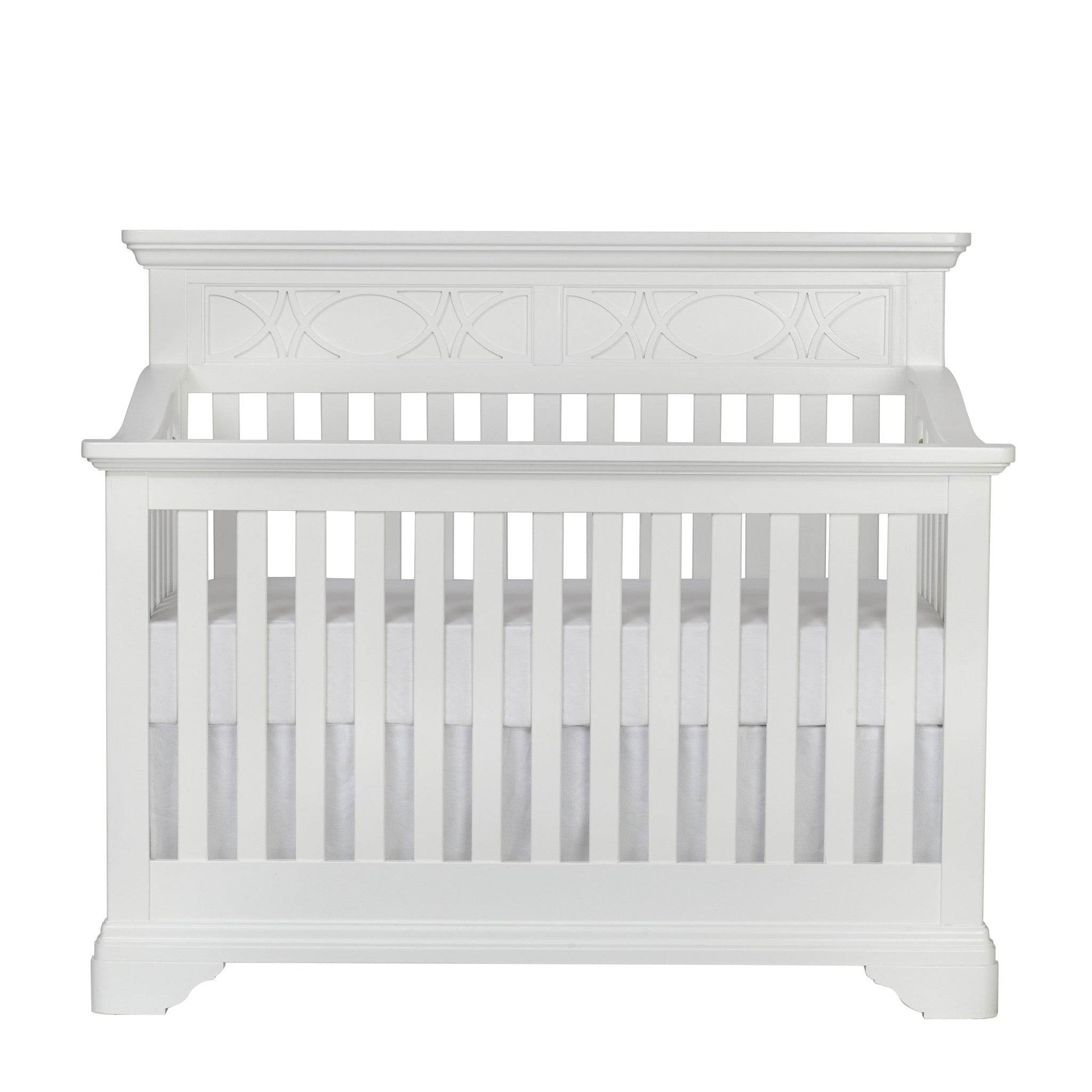 White Solid and Manufactured Wood Standard Four In One Convertible Crib - Loft&Timber