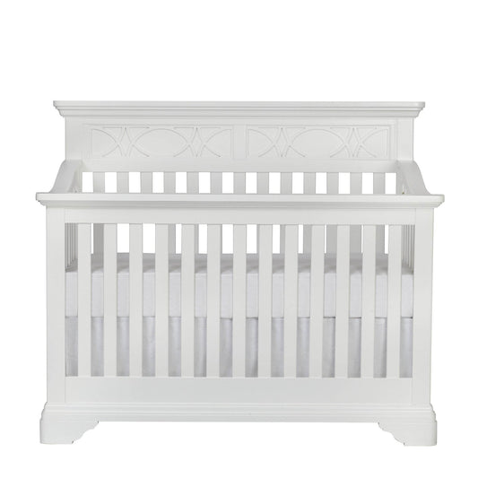 White Solid and Manufactured Wood Standard Four In One Convertible Crib - Loft&Timber
