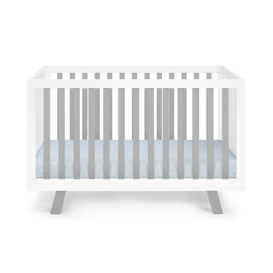 Gray and White Solid and Manufactured Wood Standard Three In One Convertible Crib - Loft&Timber