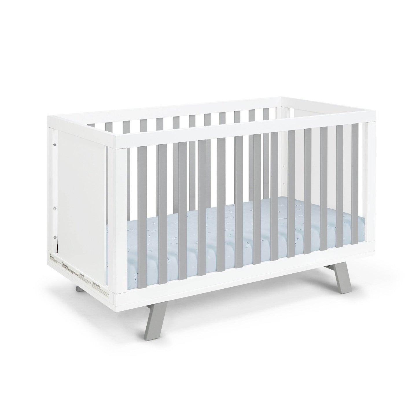 Gray and White Solid and Manufactured Wood Standard Three In One Convertible Crib - Loft&Timber