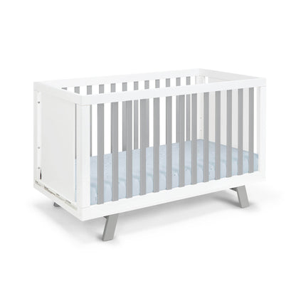 Gray and White Solid and Manufactured Wood Standard Three In One Convertible Crib - Loft&Timber