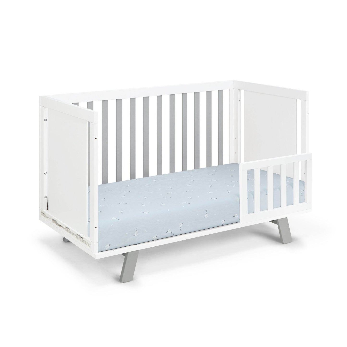 Gray and White Solid and Manufactured Wood Standard Three In One Convertible Crib - Loft&Timber