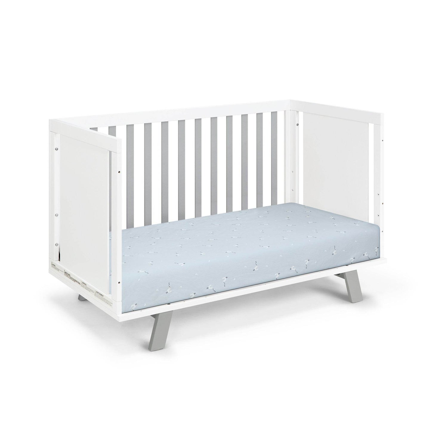 Gray and White Solid and Manufactured Wood Standard Three In One Convertible Crib - Loft&Timber
