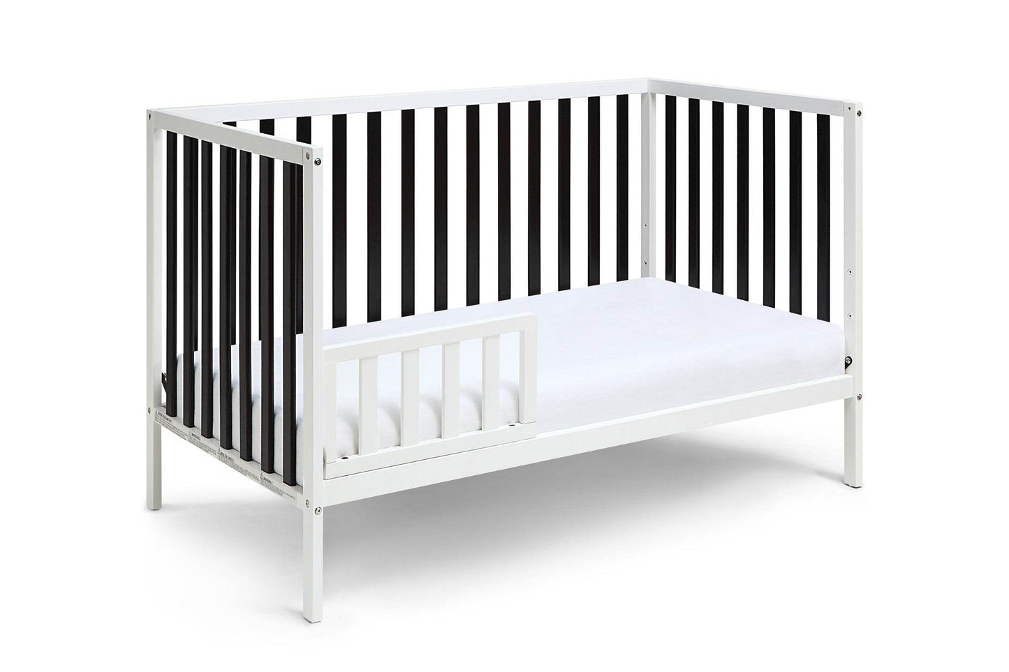 Black and White Solid and Manufactured Wood Standard Three In One Convertible Crib - Loft&Timber