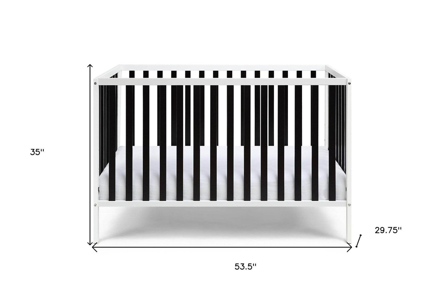 Black and White Solid and Manufactured Wood Standard Three In One Convertible Crib - Loft&Timber