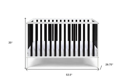 Black and White Solid and Manufactured Wood Standard Three In One Convertible Crib - Loft&Timber