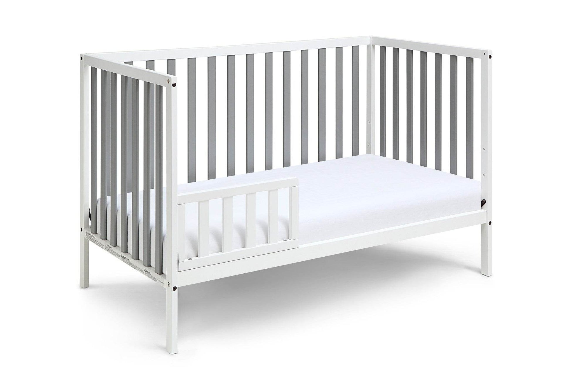 Gray and White Solid and Manufactured Wood Standard Three In One Convertible Crib - Loft&Timber