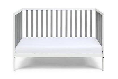 Gray and White Solid and Manufactured Wood Standard Three In One Convertible Crib - Loft&Timber