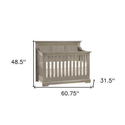Ash Gray Solid and Manufactured Wood Standard Four In One Convertible Crib - Loft&Timber