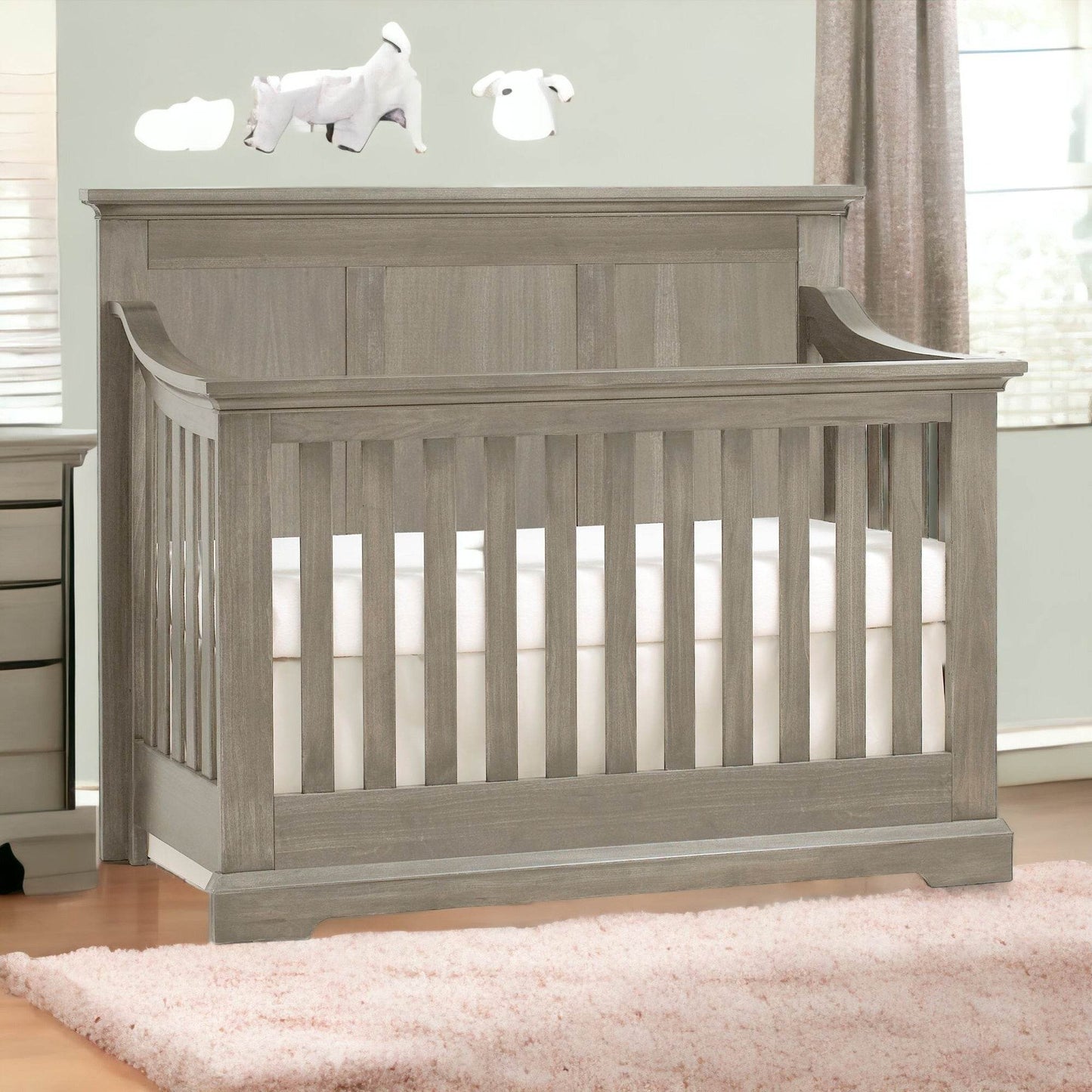 Ash Gray Solid and Manufactured Wood Standard Four In One Convertible Crib - Loft&Timber