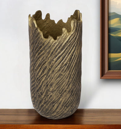 17" Gold Abstract Aluminum Table Vase - Loft&Timber