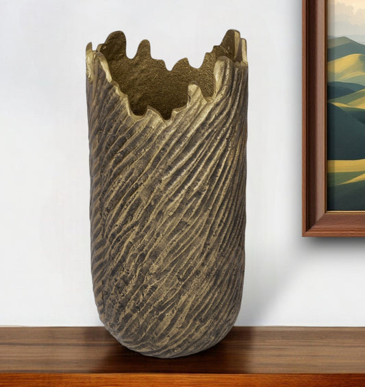 17" Gold Abstract Aluminum Table Vase - Loft&Timber