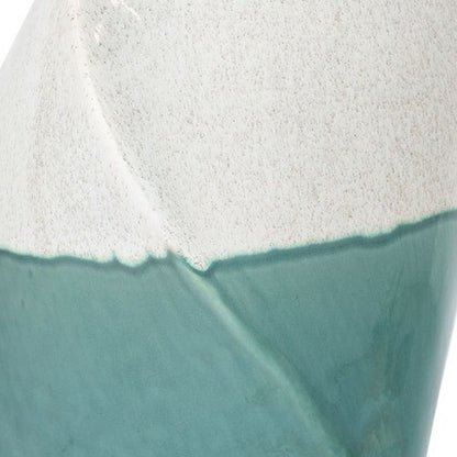 12" Green and Ivory Ombre Wavy Ceramic Table Vase - Loft&Timber