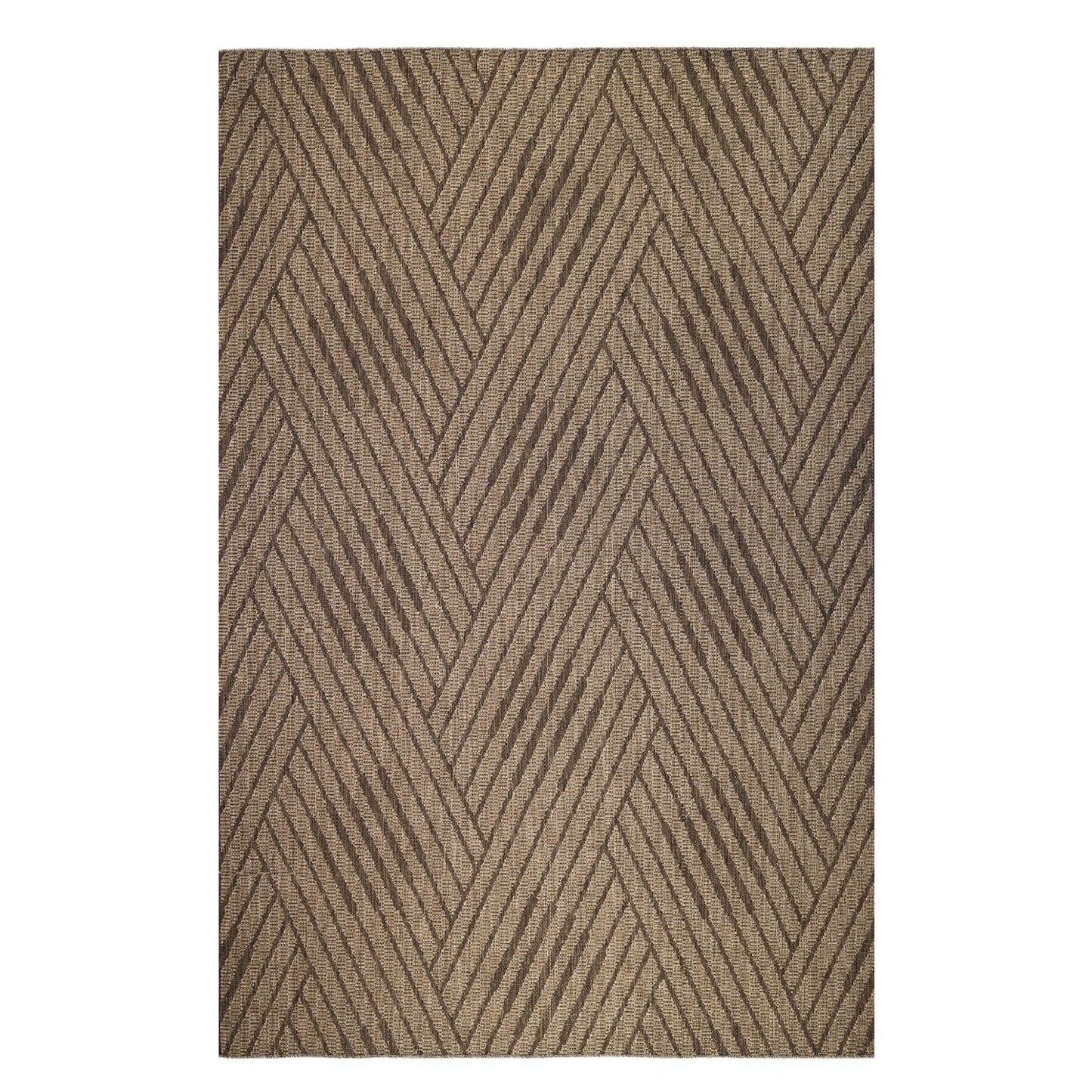 8' Runner Beige Geometric Stain Resistant Indoor Outdoor Runner Rug - Loft&Timber