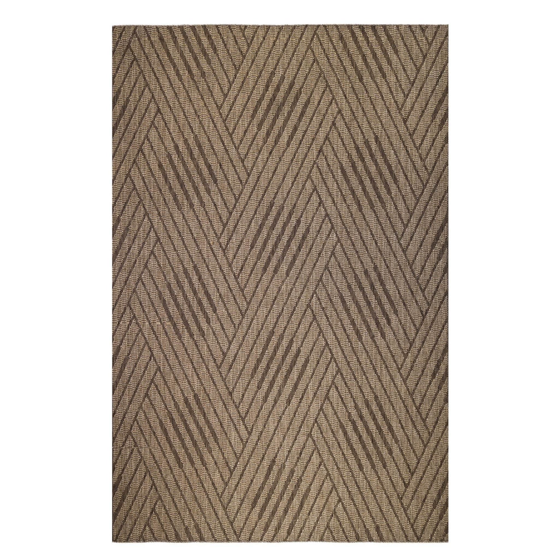 8' Runner Beige Geometric Stain Resistant Indoor Outdoor Runner Rug - Loft&Timber