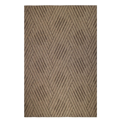 8' Runner Beige Geometric Stain Resistant Indoor Outdoor Runner Rug - Loft&Timber