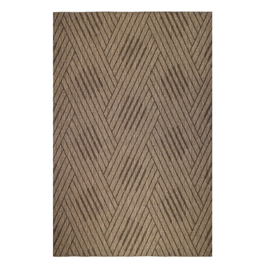 8' Runner Beige Geometric Stain Resistant Indoor Outdoor Runner Rug - Loft&Timber