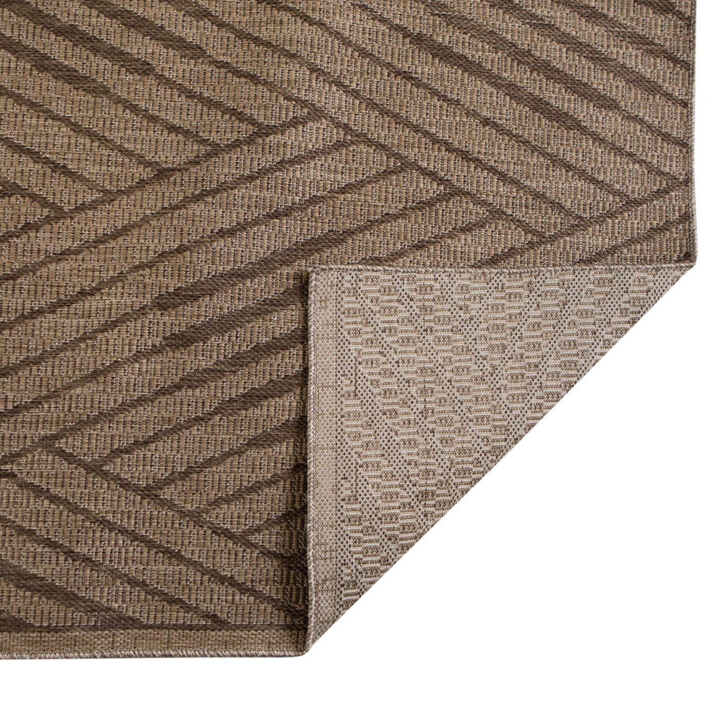 8' Runner Beige Geometric Stain Resistant Indoor Outdoor Runner Rug - Loft&Timber