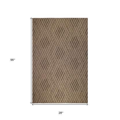 8' Runner Beige Geometric Stain Resistant Indoor Outdoor Runner Rug - Loft&Timber