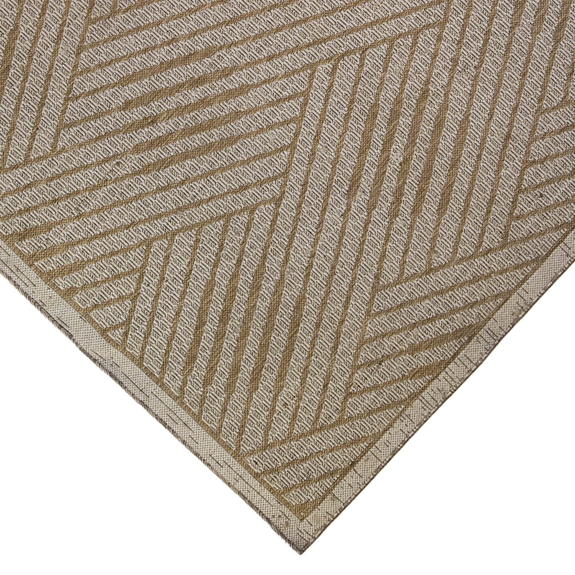 8' Runner Beige Geometric Stain Resistant Indoor Outdoor Runner Rug - Loft&Timber