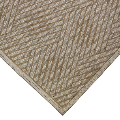 8' Runner Beige Geometric Stain Resistant Indoor Outdoor Runner Rug - Loft&Timber