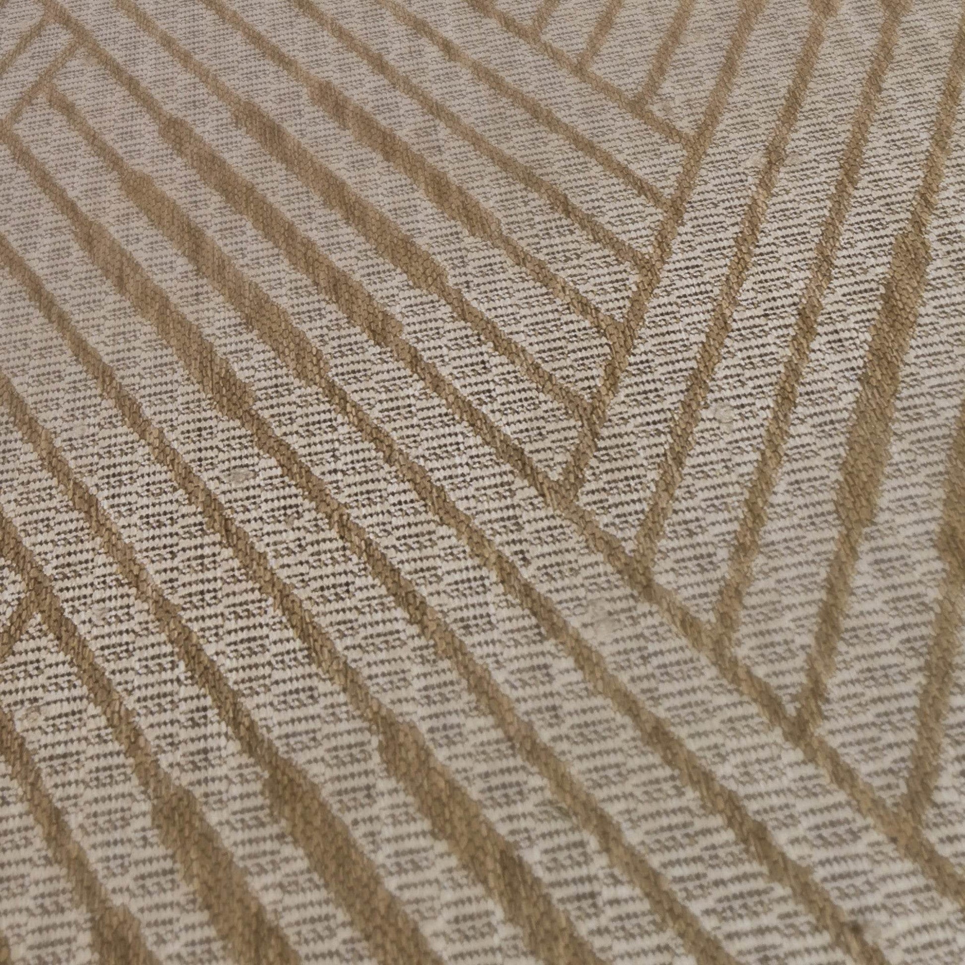 8' Runner Beige Geometric Stain Resistant Indoor Outdoor Runner Rug - Loft&Timber