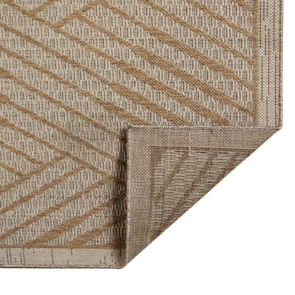 8' Runner Beige Geometric Stain Resistant Indoor Outdoor Runner Rug - Loft&Timber