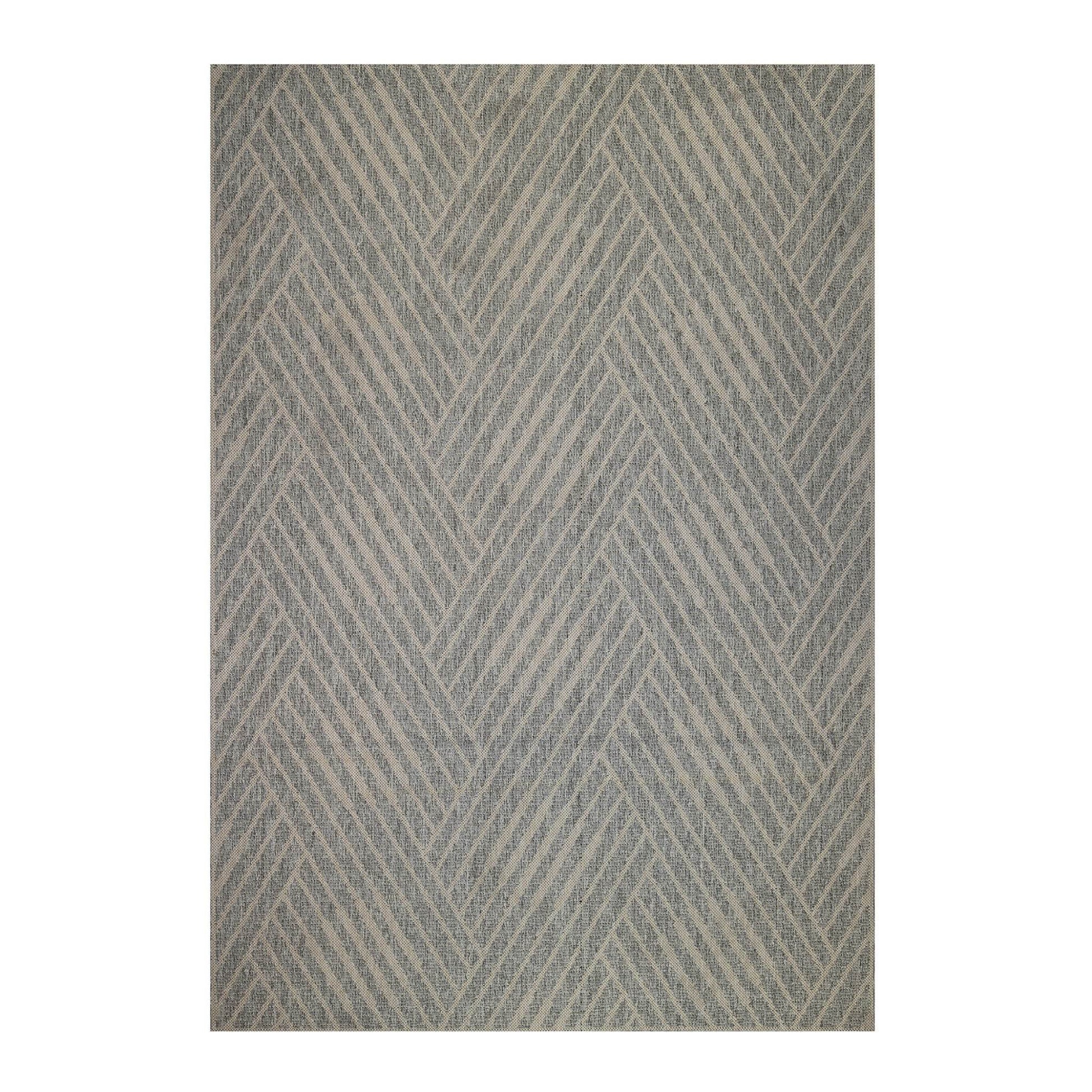 8' Runner Gray Geometric Stain Resistant Indoor Outdoor Runner Rug - Loft&Timber
