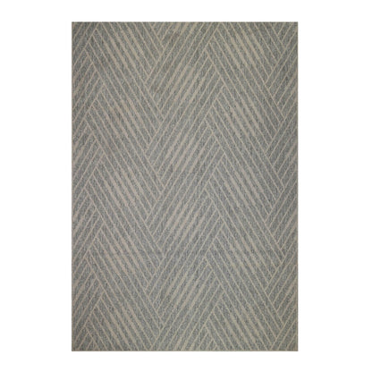 8' Runner Gray Geometric Stain Resistant Indoor Outdoor Runner Rug - Loft&Timber