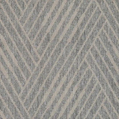 8' Runner Gray Geometric Stain Resistant Indoor Outdoor Runner Rug - Loft&Timber