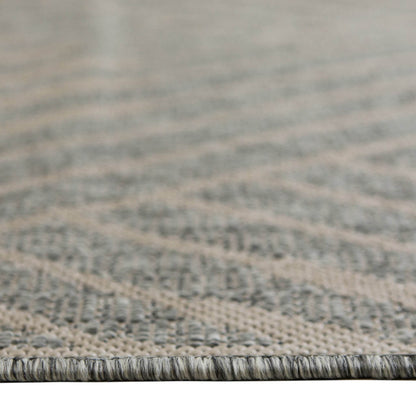 8' Runner Gray Geometric Stain Resistant Indoor Outdoor Runner Rug - Loft&Timber