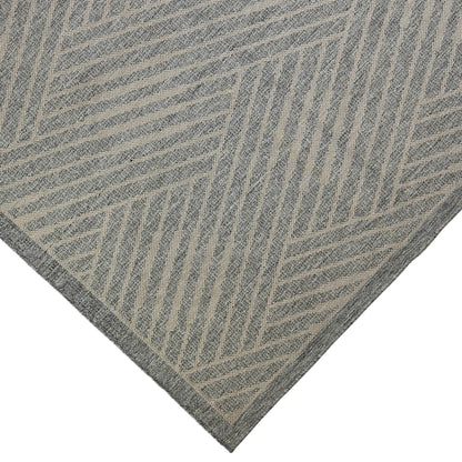 8' Runner Gray Geometric Stain Resistant Indoor Outdoor Runner Rug - Loft&Timber