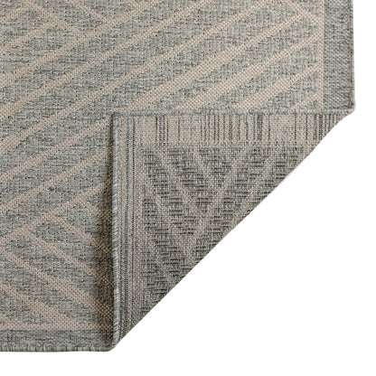 8' Runner Gray Geometric Stain Resistant Indoor Outdoor Runner Rug - Loft&Timber