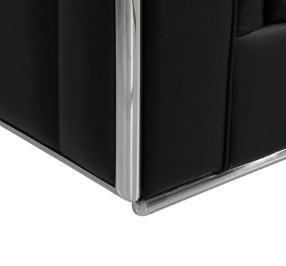 73" Black And Silver Metallic Top Grain Leather Loveseat - Loft&Timber