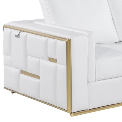 73" White And Silver Metallic Top Grain Leather Loveseat - Loft&Timber