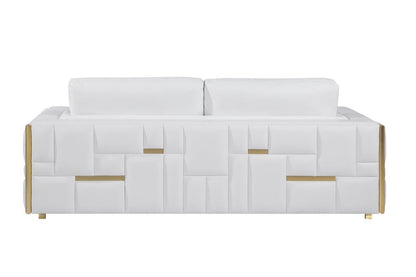 73" White And Silver Metallic Top Grain Leather Loveseat - Loft&Timber