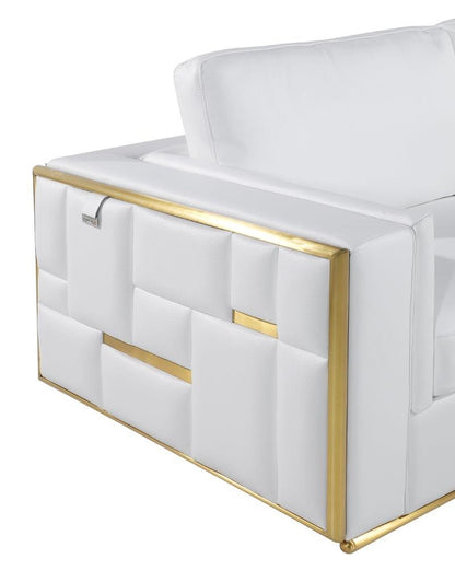 73" White And Silver Metallic Top Grain Leather Loveseat - Loft&Timber