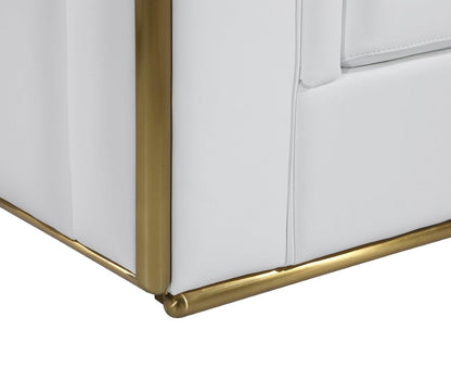 73" White And Silver Metallic Top Grain Leather Loveseat - Loft&Timber