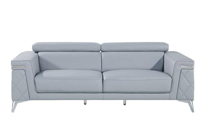 89" Light Blue Italian Leather Sofa With Silver Legs-1