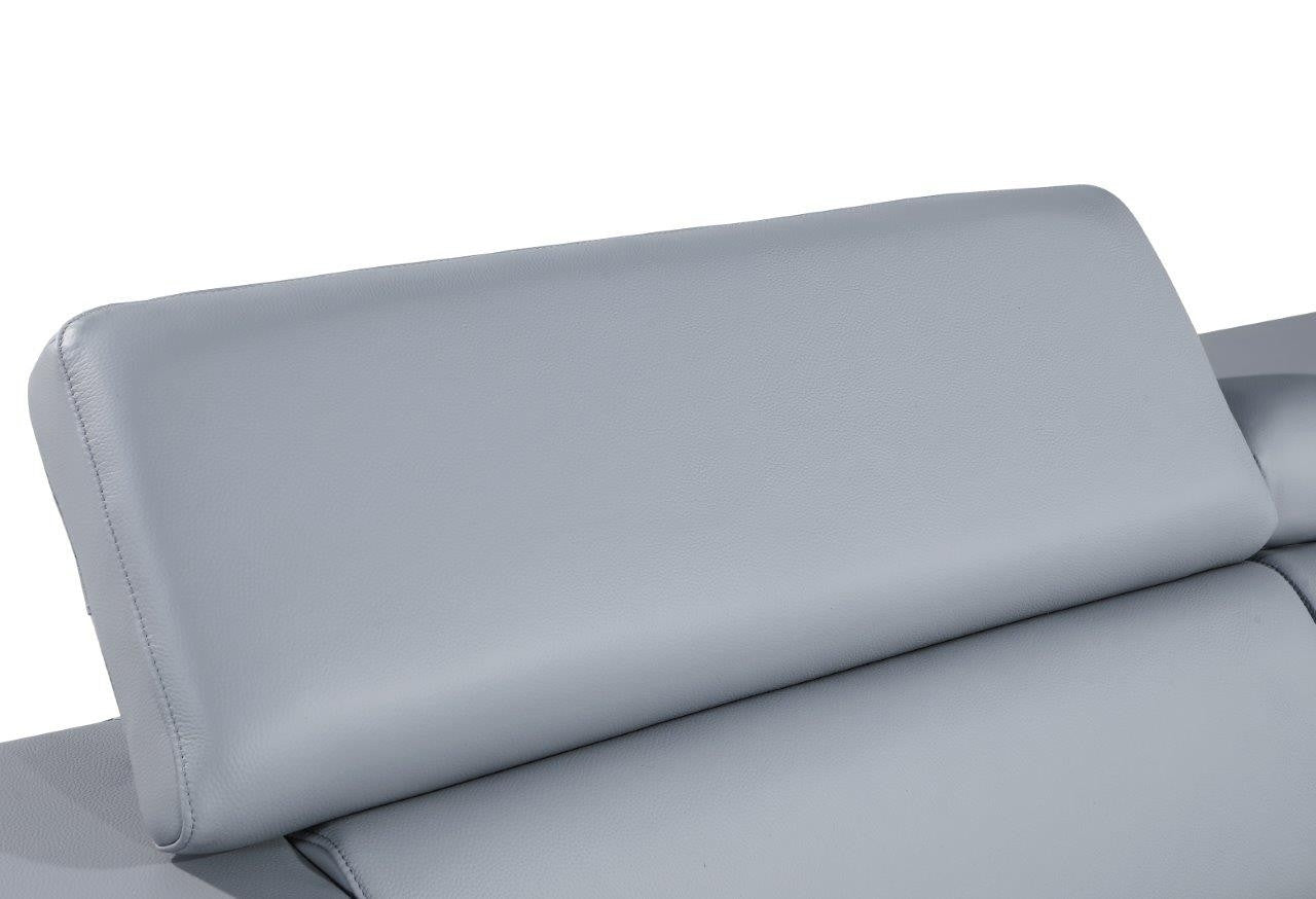 89" Light Blue Italian Leather Sofa With Silver Legs-6
