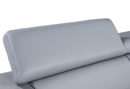 89" Light Blue Italian Leather Sofa With Silver Legs-6