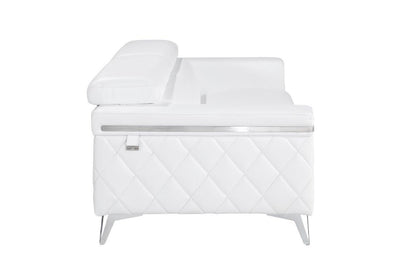 89" White Italian Leather Sofa With Silver Legs-5